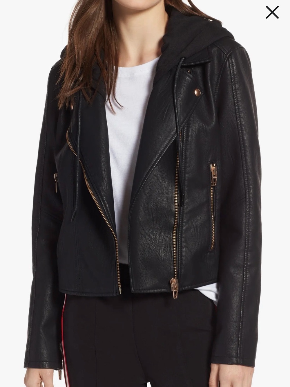 Women’s BLANKNYC Meant to Be Moto Jacket with Removable Hood
